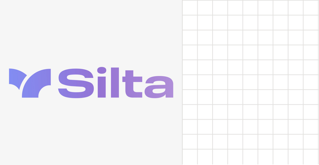 Silta logo next to grid graphic.